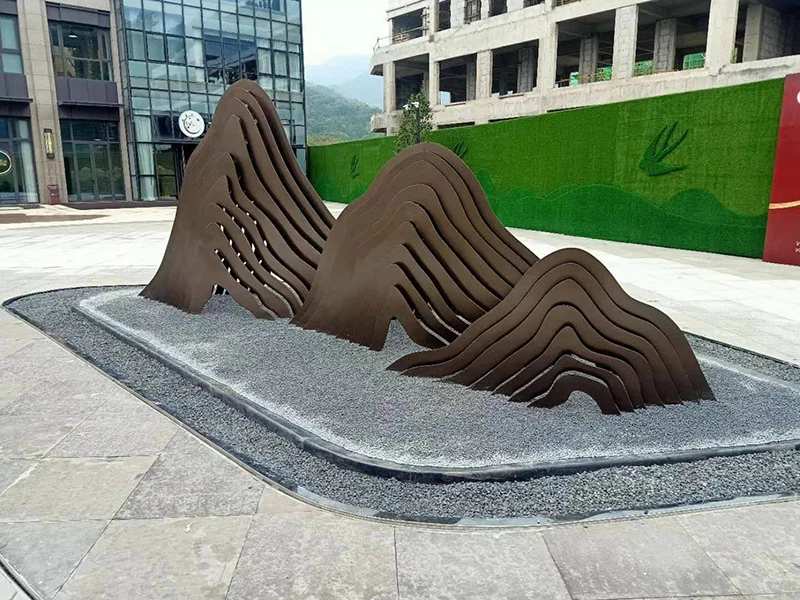 Modern Corten Mountain Design Sculpture
