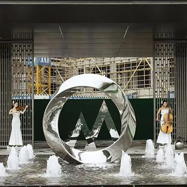 Abstract Circular Möbius Metal Sculpture